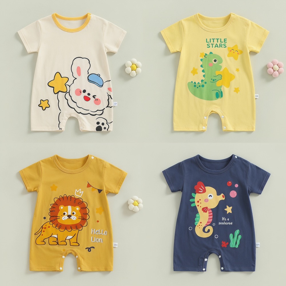 Baby Summer Linen Sleeveless Jumpsuit - Zomer bedrukte pasgeboren baby katoenen linnen
