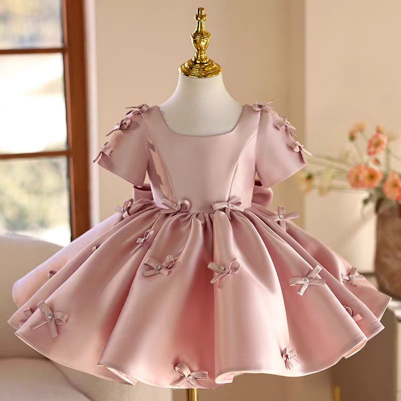 Toddler Girl Tulle Party Dress - Jill Wish J720 roze bloemenmeisjesjurk met