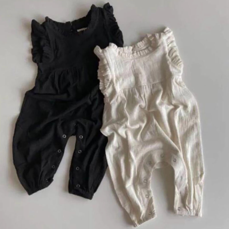 Baby Summer Linen Sleeveless Jumpsuit - 2026 Zomer Nieuwe Baby Rompers Mouwloze