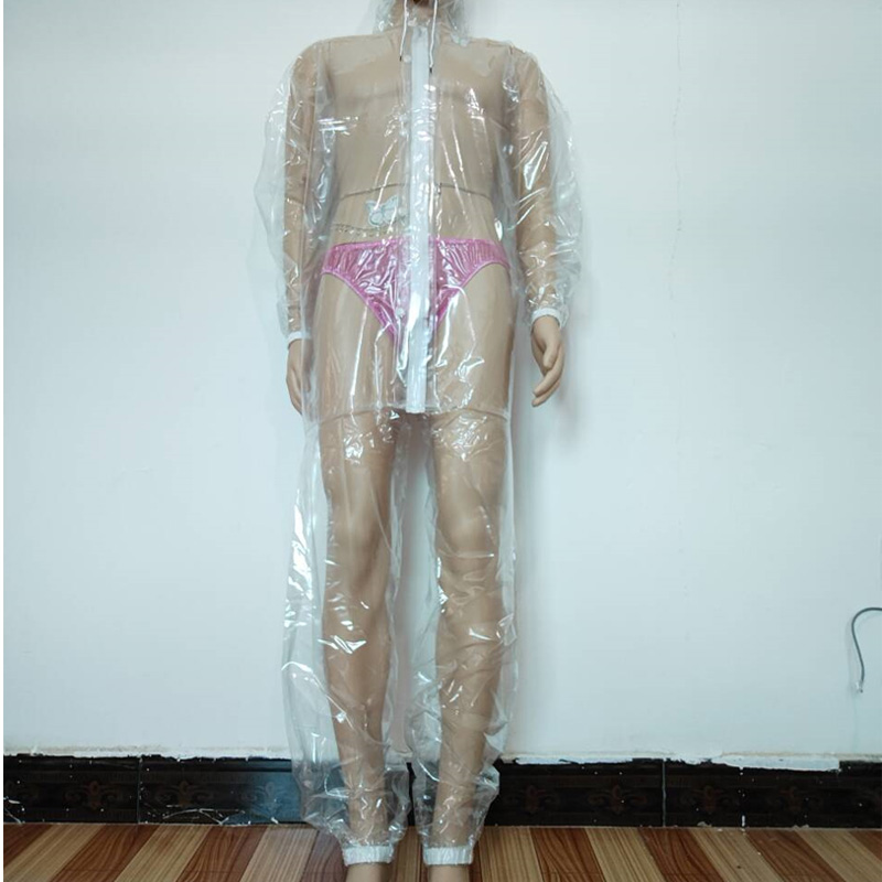 Diapering - Sexy PVC transparante rits plastic jumpsuit