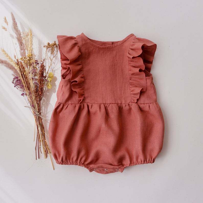 Baby Summer Linen Sleeveless Jumpsuit - Zomer Pasgeboren Baby Baby Meisjes Romper