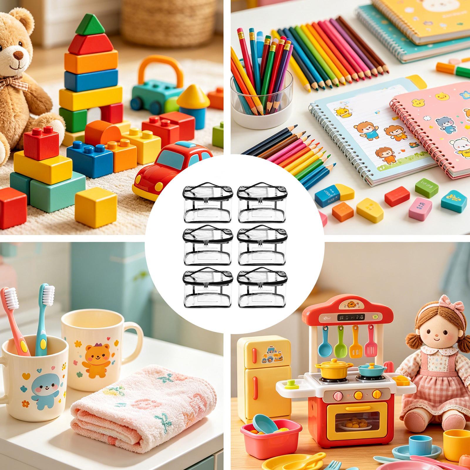 Nursery - Speelgoedzakken voor opslag, 6 stuks, transparante