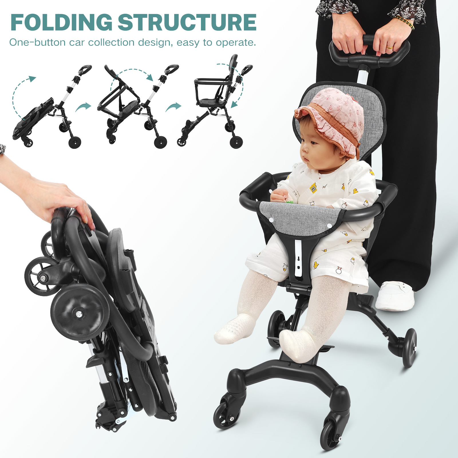Lightweight Foldable Baby Stroller Compact - Baby Compacte Lichtgewicht Opvouwbare Zitting Voor