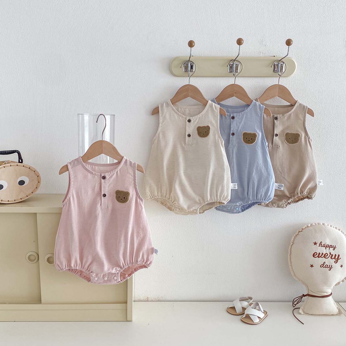 Baby Summer Bear dunne mouwloz - Baby Summer Linen Sleeveless Jumpsuit recensie en prijs