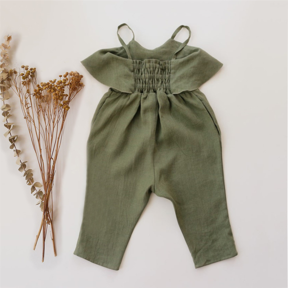 Baby Meisje Zomer Kleding Baby - Baby Summer Linen Sleeveless Jumpsuit recensie en prijs