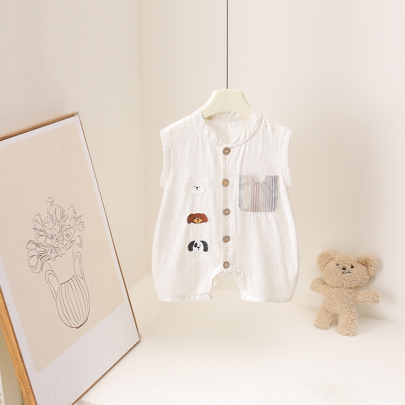 Zomer 2026 Cartoon Beer Print  - Baby Summer Linen Sleeveless Jumpsuit recensie en prijs