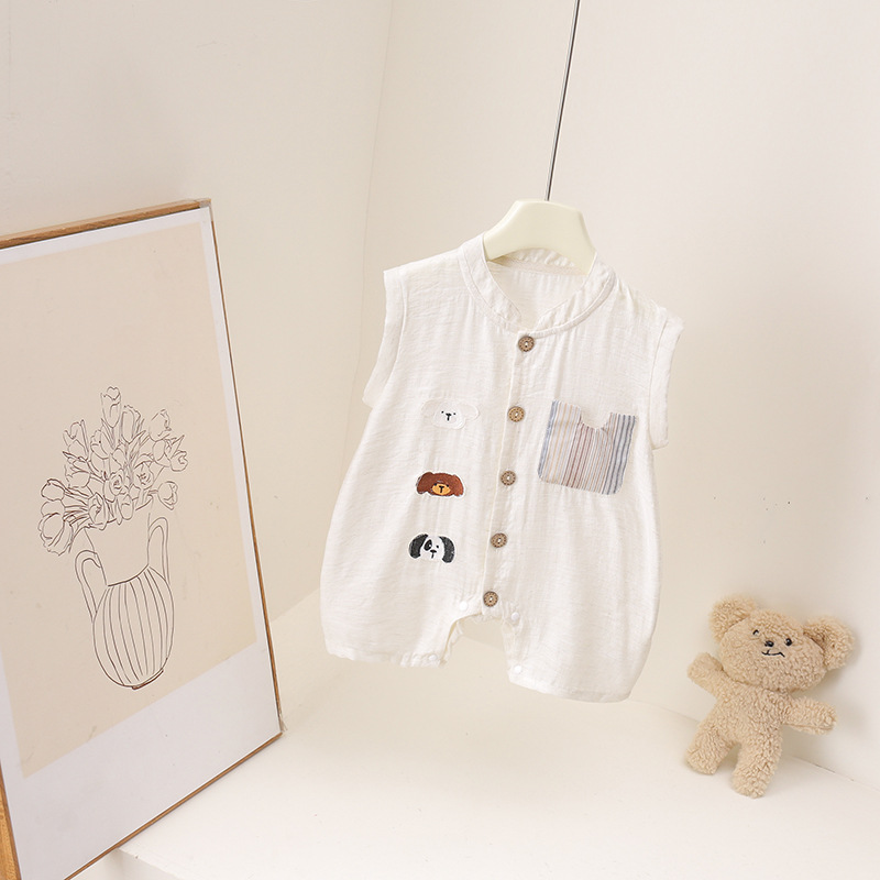Baby jongens zomer romper cart - Baby Summer Linen Sleeveless Jumpsuit recensie en prijs